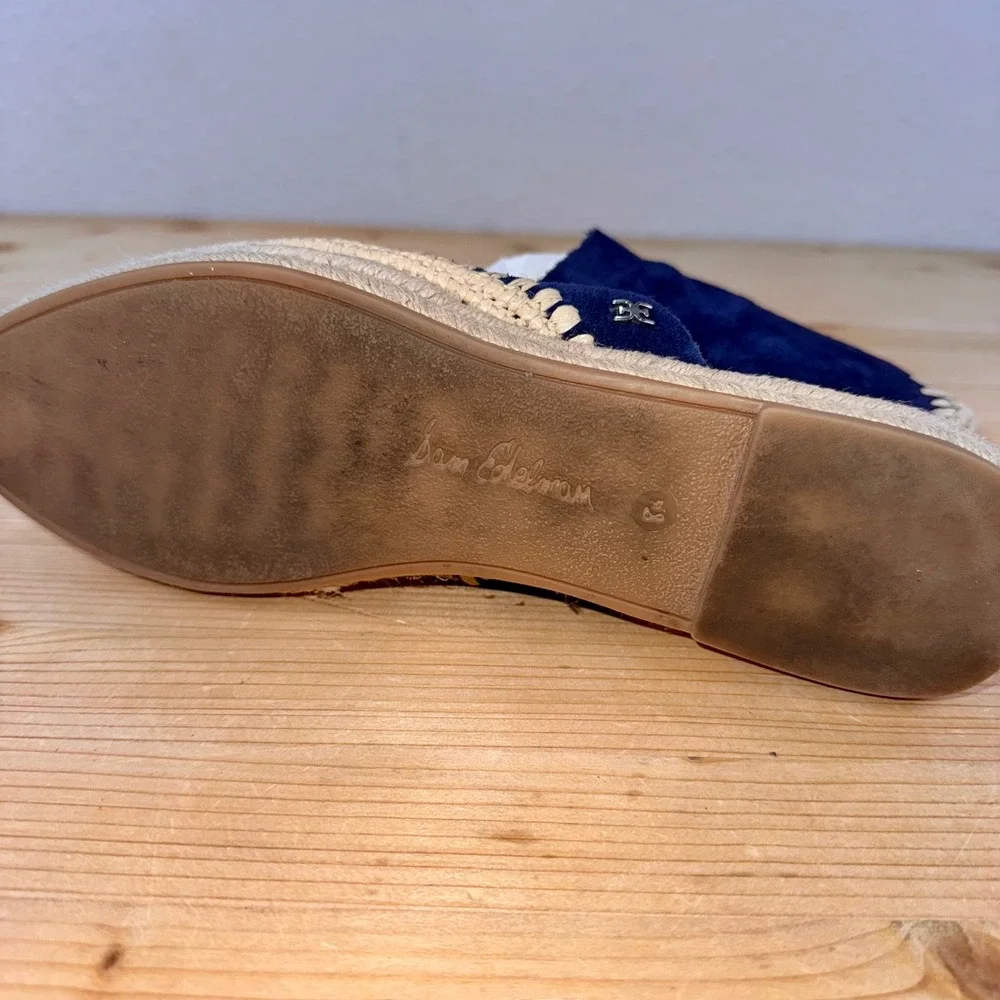 Sam Edelman Austin Navy Suede Espadrille Mules Slip-On Loafers‎ Size 8.5